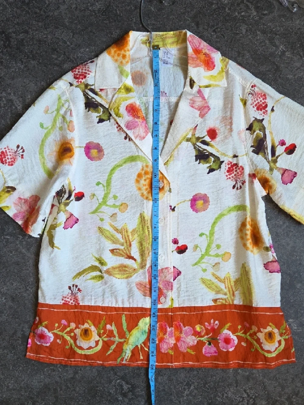 Floral Birds Loose Fit Resort Camp  Button Up Short Sleeve Shirt H&M EUC XS - Picture 13 of 15